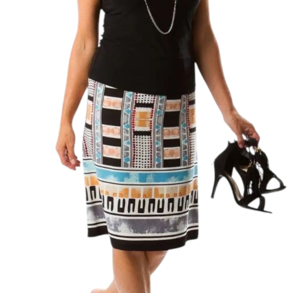 🟣US6🏵️24K Casual Geometric Design Knee-Length Pencil Skirt